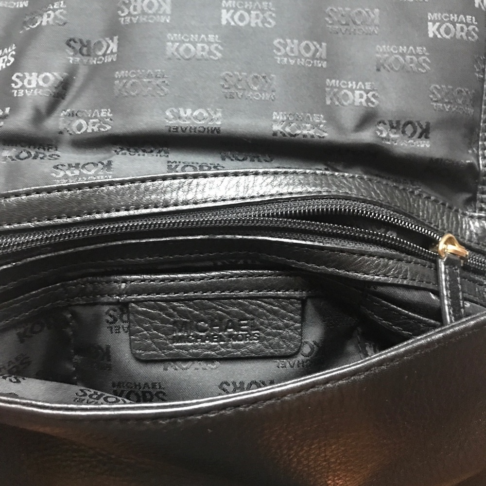 Michael Kors Black Leather Clutch Gold Buckle - Picture 3 of 6